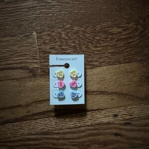 Francesca's Collections Kids Heart Stud Earring Set - Yellow, Pink, Blue, White